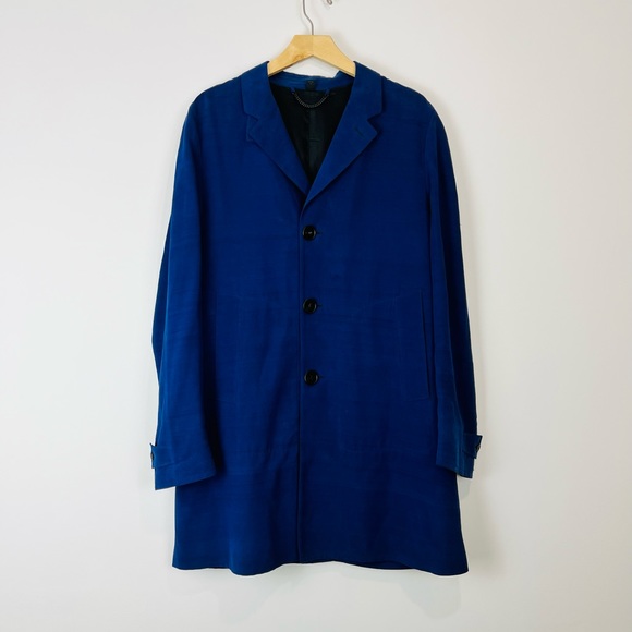 Burberry Other - Burberry Prorsum 2014 Runway Blue 100% Silk Tailored Trench Coat UK L